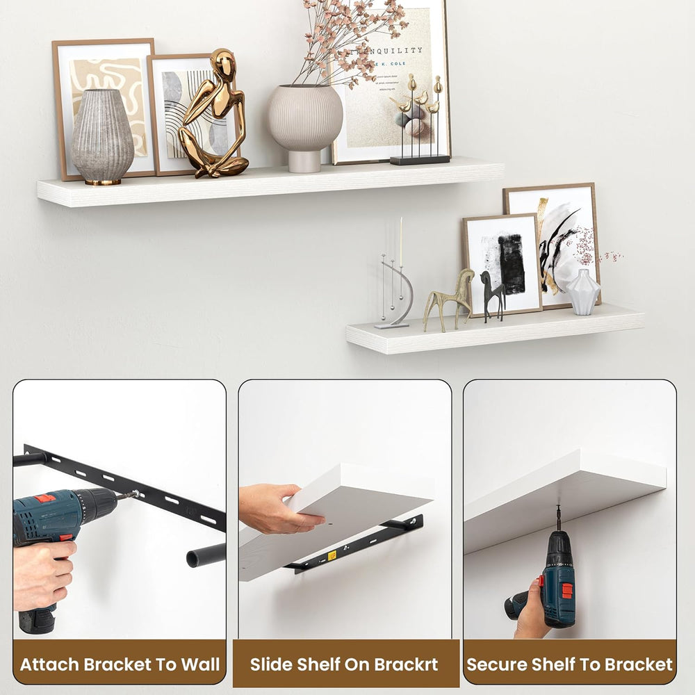 Heimlove 24 Inch Floating Shelves for Wall,Mounted Storage Wood Shelves with ...