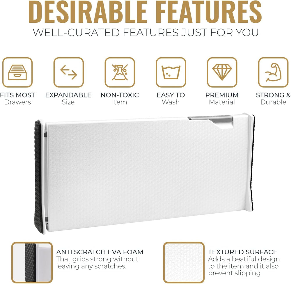RAPTUROUS Adjustable Deep Drawer Divider – 6" Tall, Expandable 13-22&quo...