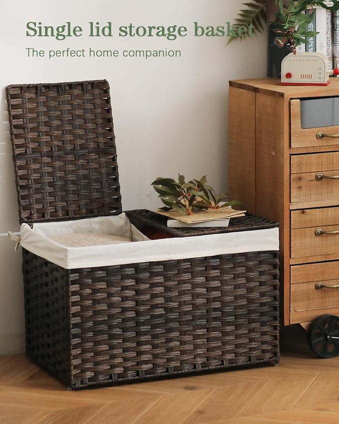 Storage Basket with Lid Wicker Baskets - Image 2