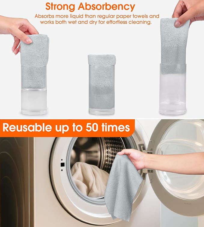 Roll of Microfiber Cleaning Cloth –100 Pack, Tear Away Microfiber Towels - Image 4