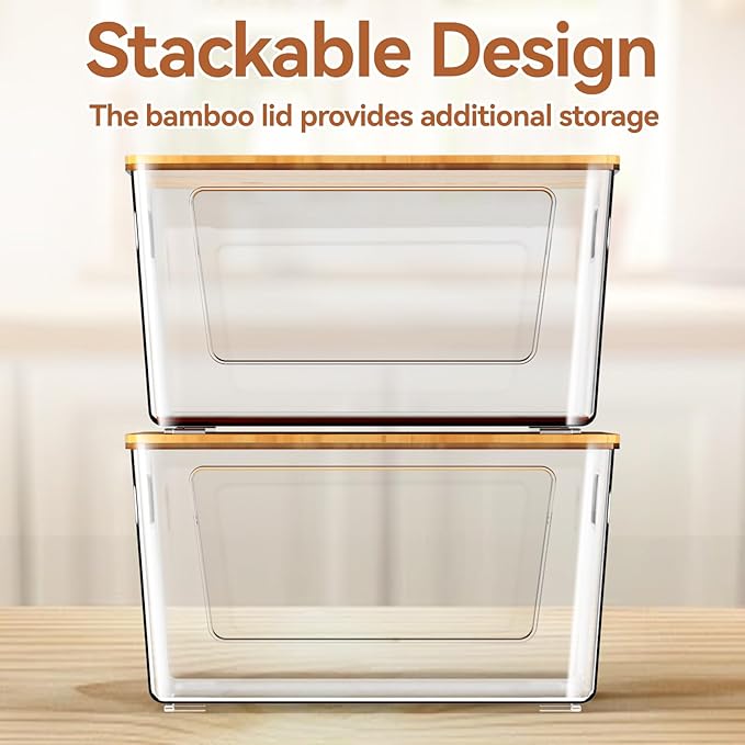 Trash Bag Holder with Bamboo Lid, Stackable Trash Bag Dispenser, Extra Large - Image 5