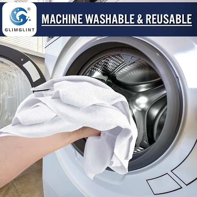 GLIMGLINT White Microfiber Cleaning Cloth, 150 Pack Microfiber Towels - Image 6