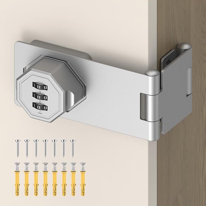 90 Degree 3-Digit Combination Cabinet Lock, Zinc Alloy Keyless Folding Hasp by BiceNoning