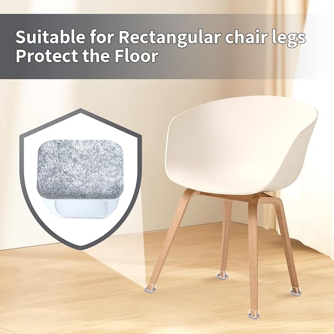 Ezprotekt 24 Pcs Rectangle Black Silicone Chair Leg Floor Protectors Caps - Image 5