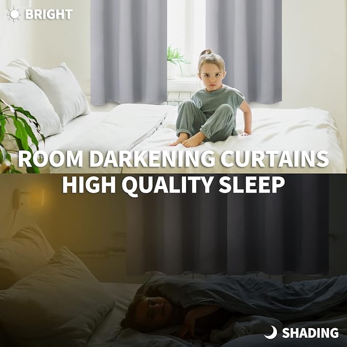 BGment Rod Pocket Room Darkening Curtains 63 Inches Long - Image 2