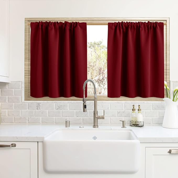 RYB HOME Blackout Curtains for Kitchen, Over Sink Privacy Curtains Window Decor by RYBHOME