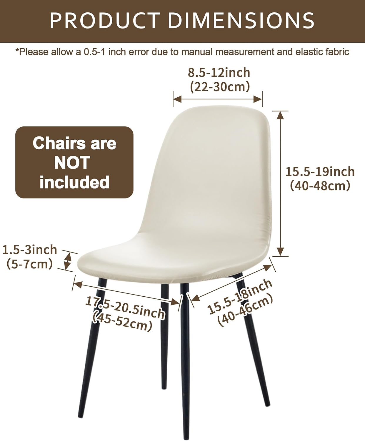 FUANGUI Waterproof PU Leather Mid Century Modern Dining Chair Cover Set of 4, Stretch Covers for Shell Dining Chairs, Lounge Armless Chairs Slipcover for Kitchen Living Room Side Chairs -Off-White