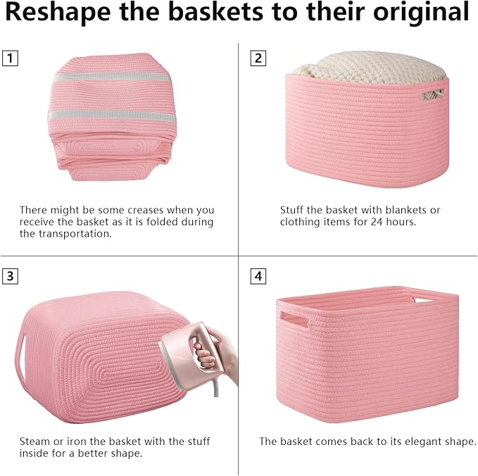 OIAHOMY 4 Pack Storage Baskets for Organizing, Cube Storage Bins for Shelves - Image 7