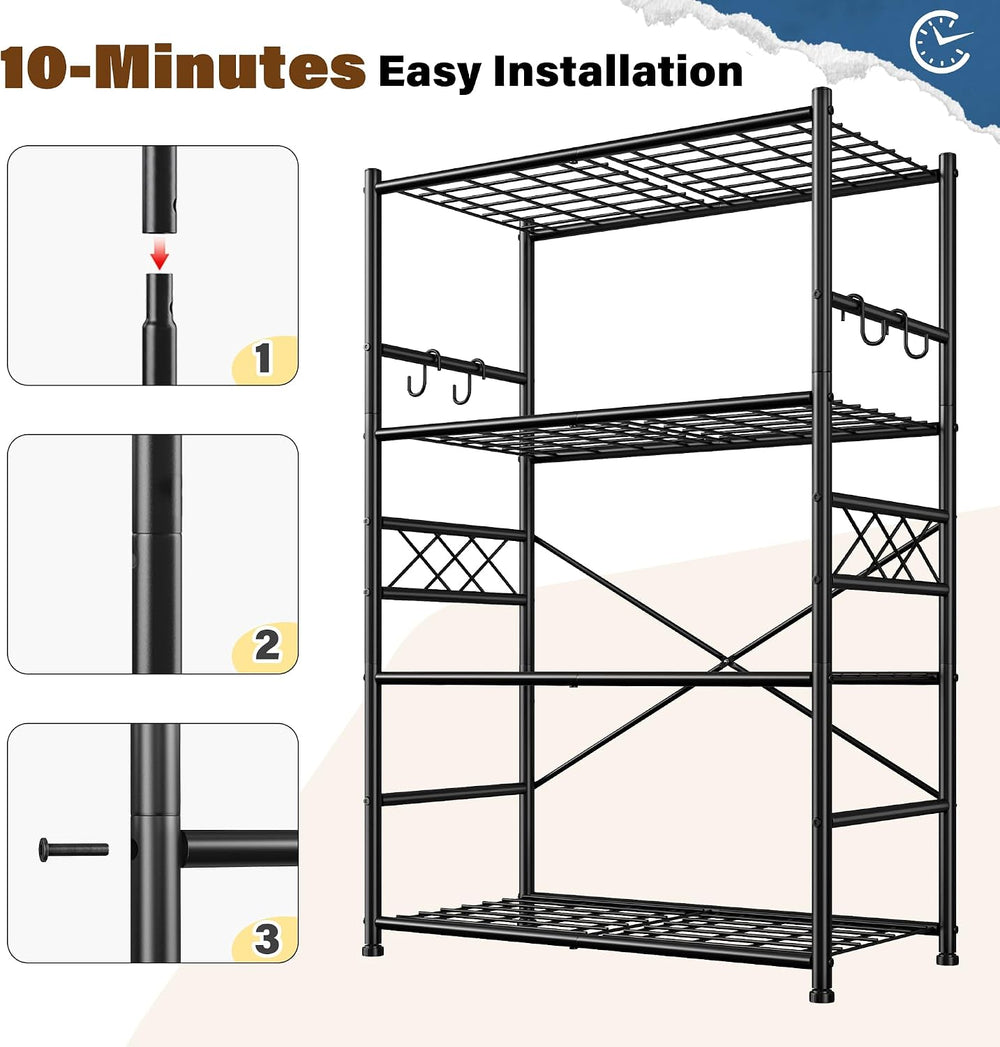 DurayLoly 5-Tier Metal Shelving with Hooks & Side Panel for Kitchen Pantry