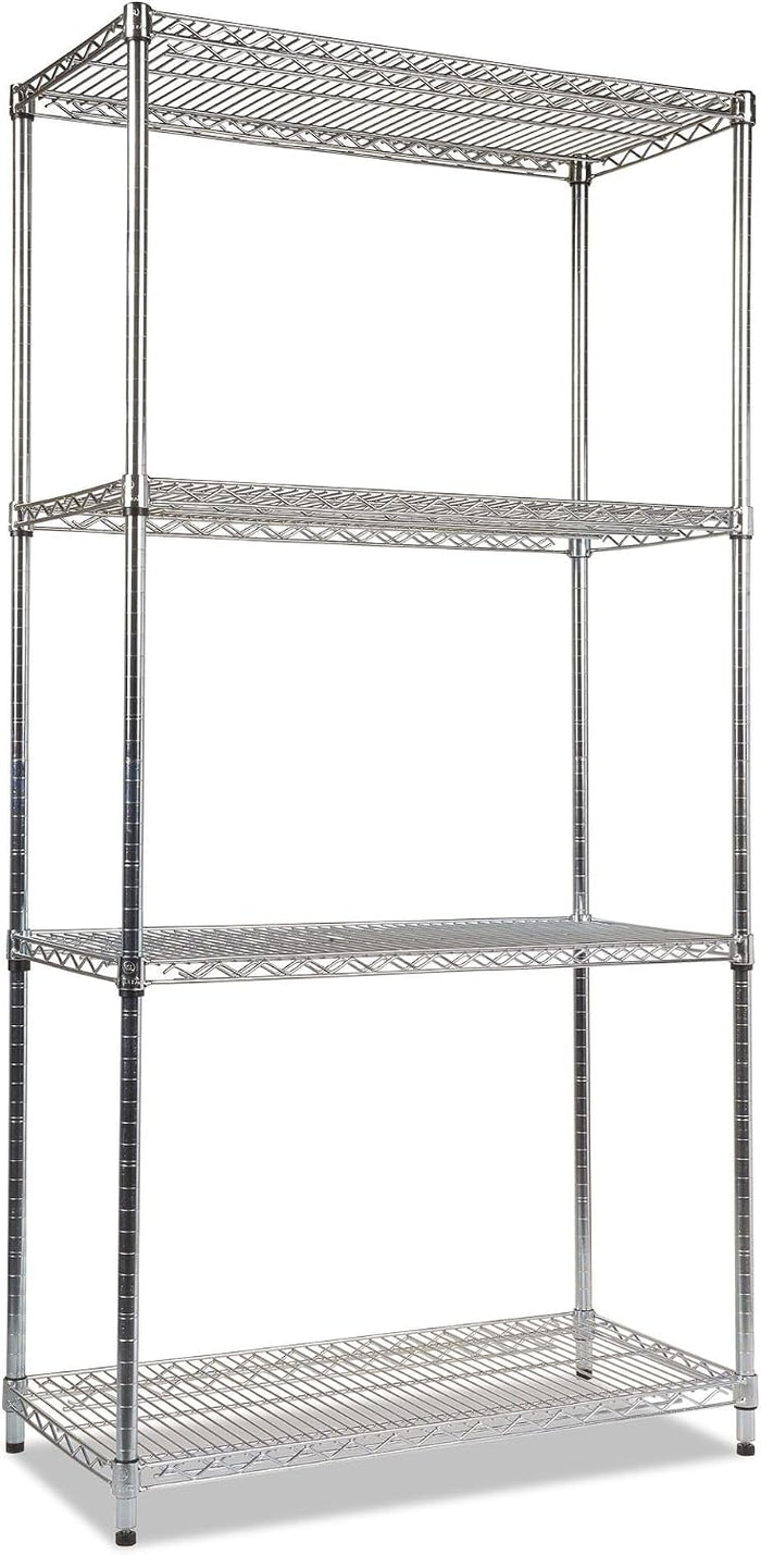 Alera NSF Certified Industrial Four-Shelf Wire Shelving Kit, 36w x 18d x 72h, Silver