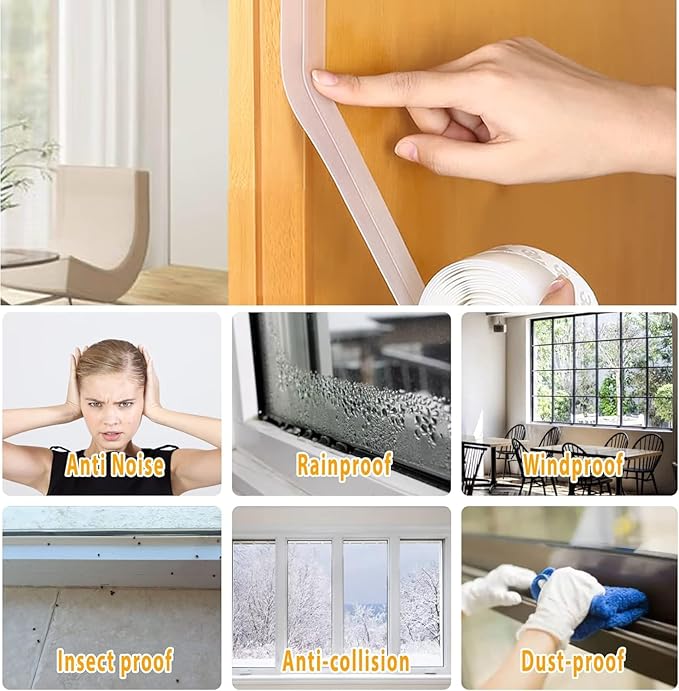 36 Ft Door Weather Stripping Door Seal Strip Tape, Silicone Door Draft Stopper - Image 3