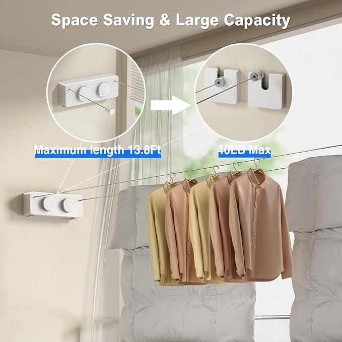 Retractable Twin Clothesline Indoor, Non-Sagging Outdoor Clothes Line - Image 2