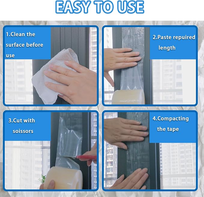 Transparent Window Weather Sealing Tape, Winter Window Seal Kit - Image 5