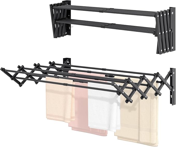 APEXCHASER Clothes Drying Rack Wall Mount, Laundry Drying Rack, Accordion - Image 2