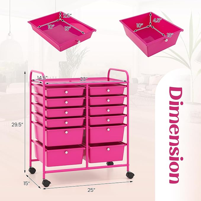 GOFLAME 12-Drawer Rolling Storage Cart, Mobile Utility Cart - Image 3