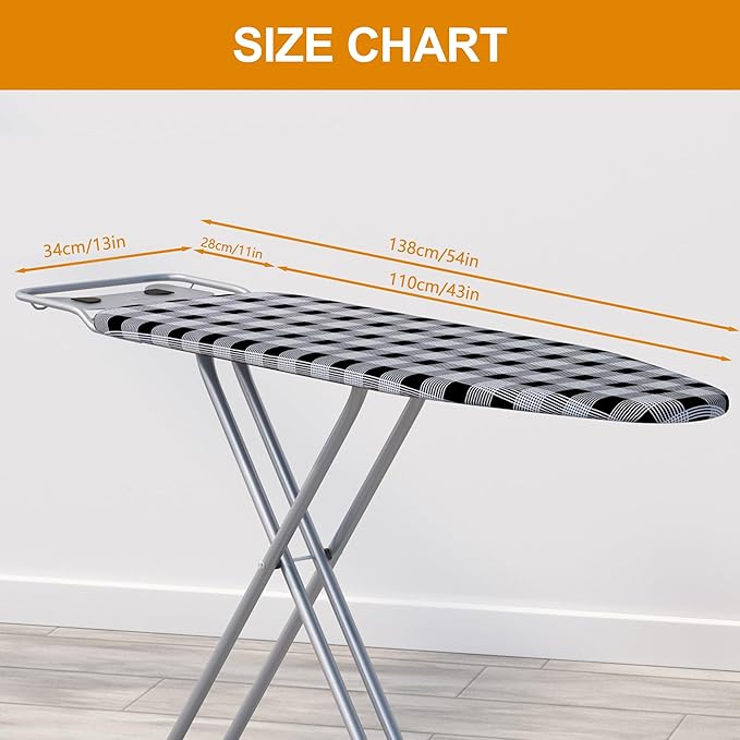 Ironing Board 13" X 43" W/Extra Thick Heavy Duty Padded Cover, Height Adjustable - Image 3