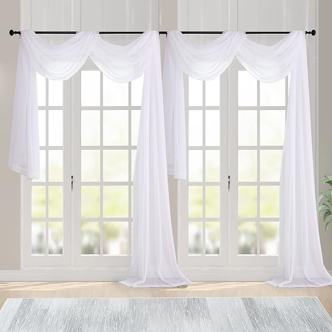 Chyhomenyc White Sheer Scarf Valances by Chyhomenyc