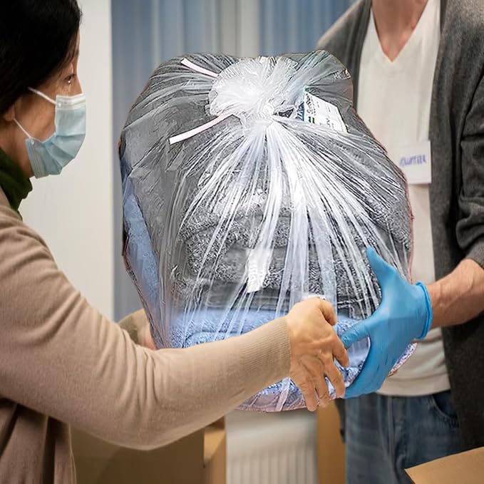 33 Gallon Trash Bags, Heavy Duty Clear Plastic Recycling Garbage Bags, - Image 7