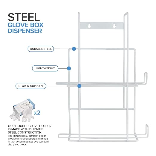 Stock Your Home (White Metal Double Gloves Dispenser, Tissue Box Shelf - Image 2