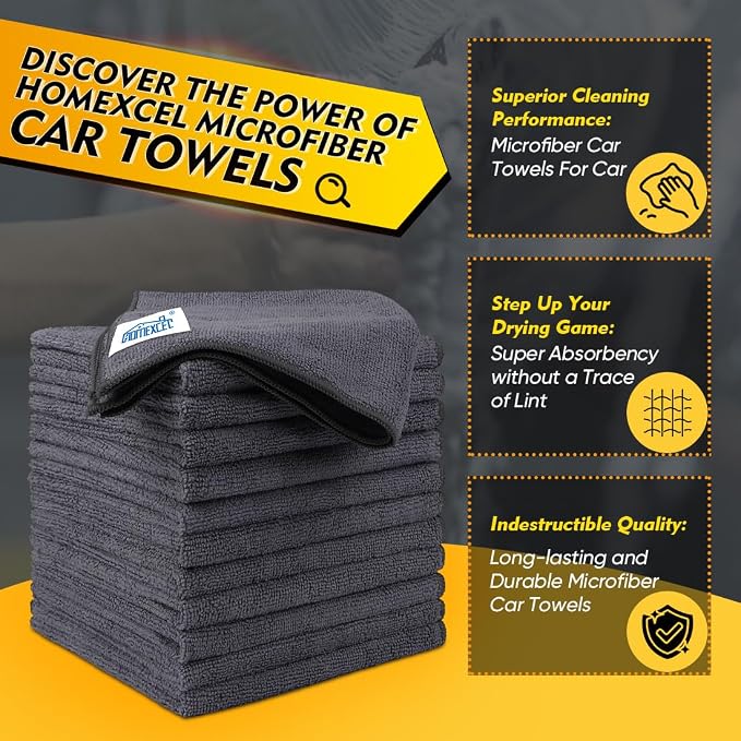 HOMEXCEL Microfiber Cleaning Cloth 12 Pack, 12.5 x 12.5 inch Microfiber Towels - Image 2