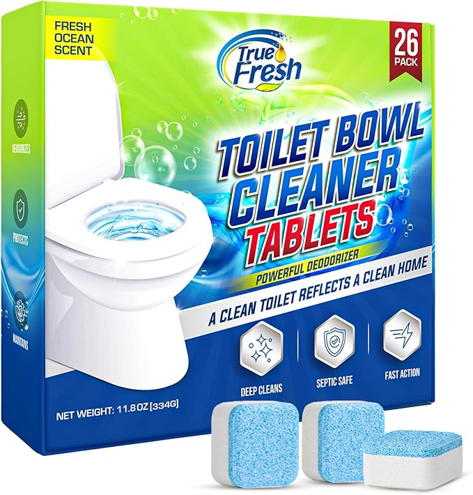 True Fresh Toilet Bowl Cleaner Tablets 26 Pack – Deodorizer & Septic Safe – by TrueFresh