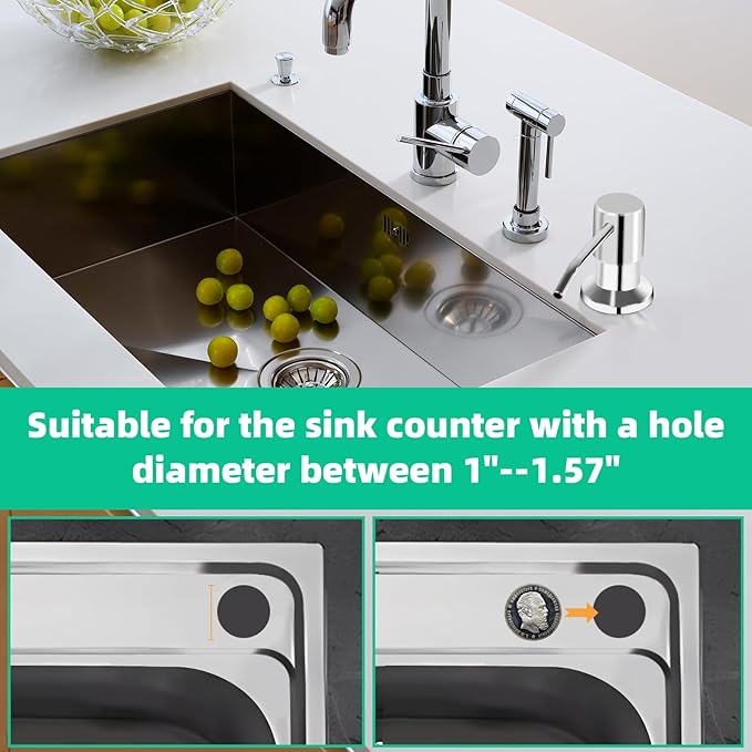 Soap Dispenser for Kitchen Sink, Built in Sink Soap Dispenser, Countertop Soap - Image 5