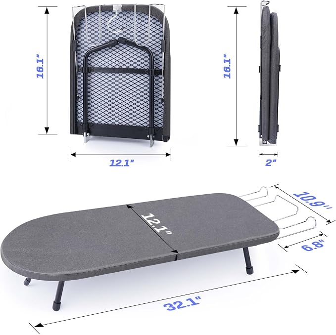 Tabletop Ironing Board with Iron Rest, Metal Mesh Panel Mini Ironing Board with - Image 5