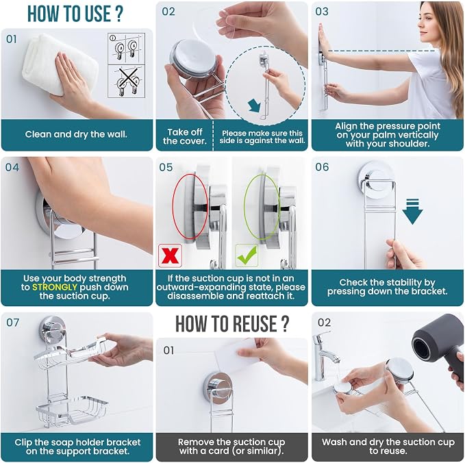 TAILI Double Layer Soap Dish Holder, Bar Soap Tray Suction Cup - Image 5