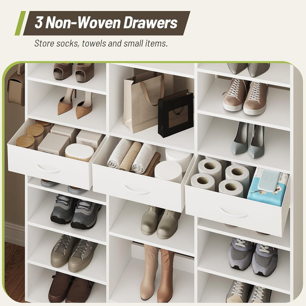 Tall Shoe Rack Set of 2, 9 Tiers Large Shoe Cabinet with Fabric Drawers, Hold...
