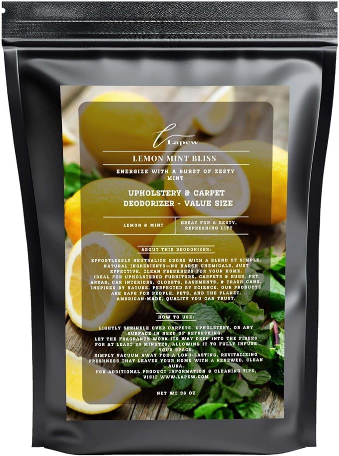 Lemon Mint Bliss Carpet Freshener Powder Refill 36 oz | Powerful Odor Eliminator by Lapew