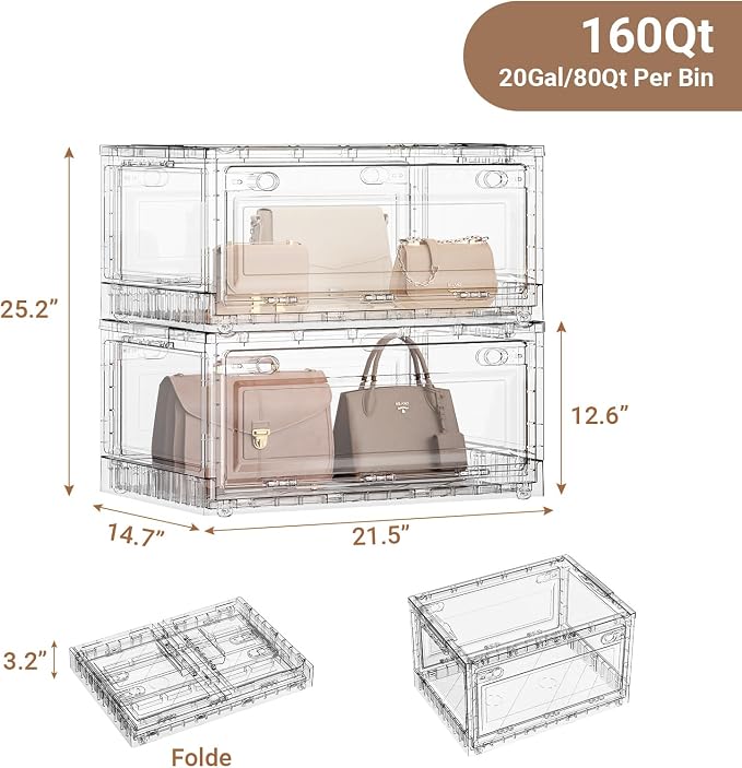 BROVIEW Clear Stackable Storage Bins Drawers, Open Front Large Plastic Storage - Image 2