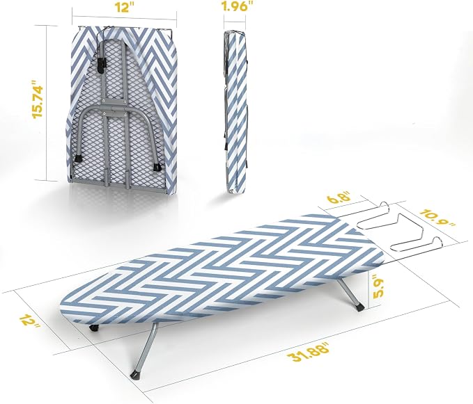 Small Tabletop Ironing Board Foldable, RAINHOL Steel Mesh Portable Iron Board - Image 6