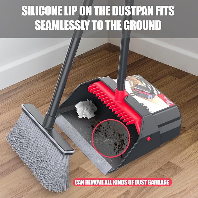 Broom with Dustpan Combo Set, Dust Pans with Long Handle, Brooms with Dustpan - Image 2
