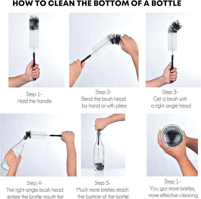 ALINK 3-Pack Long Black Bottle Cleaning Brush - Image 3