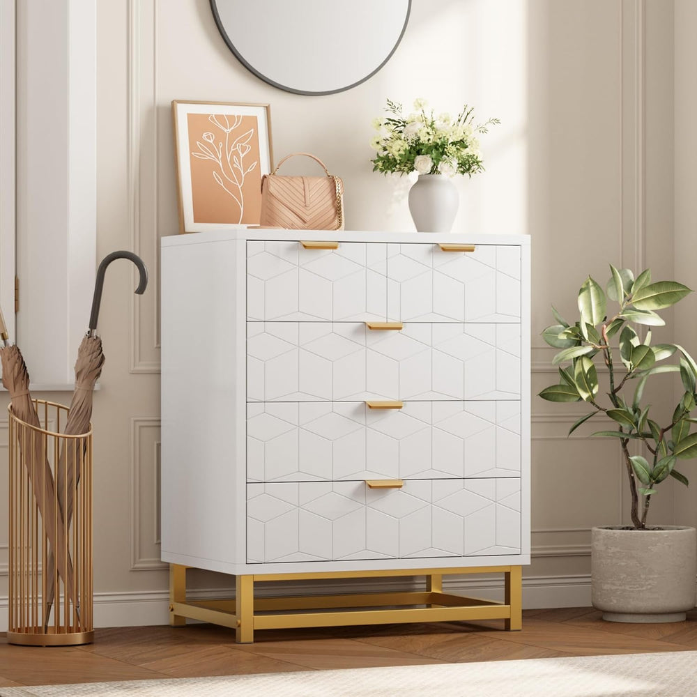 GAOMON 5 Drawer Dresser, White Tall Dresser for bedoom, Modern Dresser