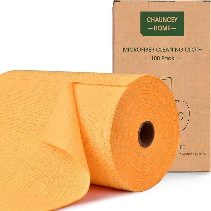 Roll of Microfiber Cleaning Cloth –100 Pack, Tear Away Microfiber Towels by CHAUNCEYHOME