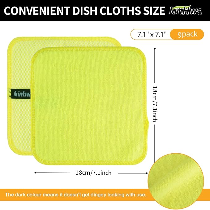 KinHwa Kitchen Washcloths for Dishes Absorbent Microfiber Dish Cloths Quick Dry - Image 8