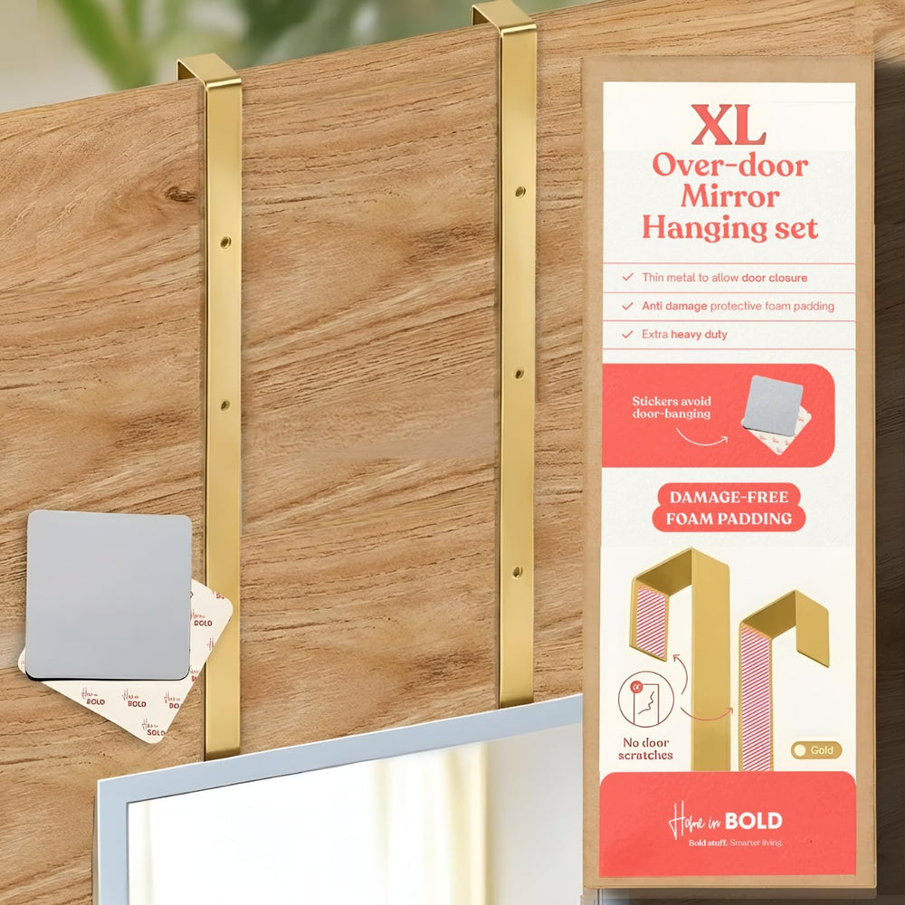 [XL Heavy Duty] 20" WHITE Over-The-Door Mirror Hanger Set (Extra Wide) w...