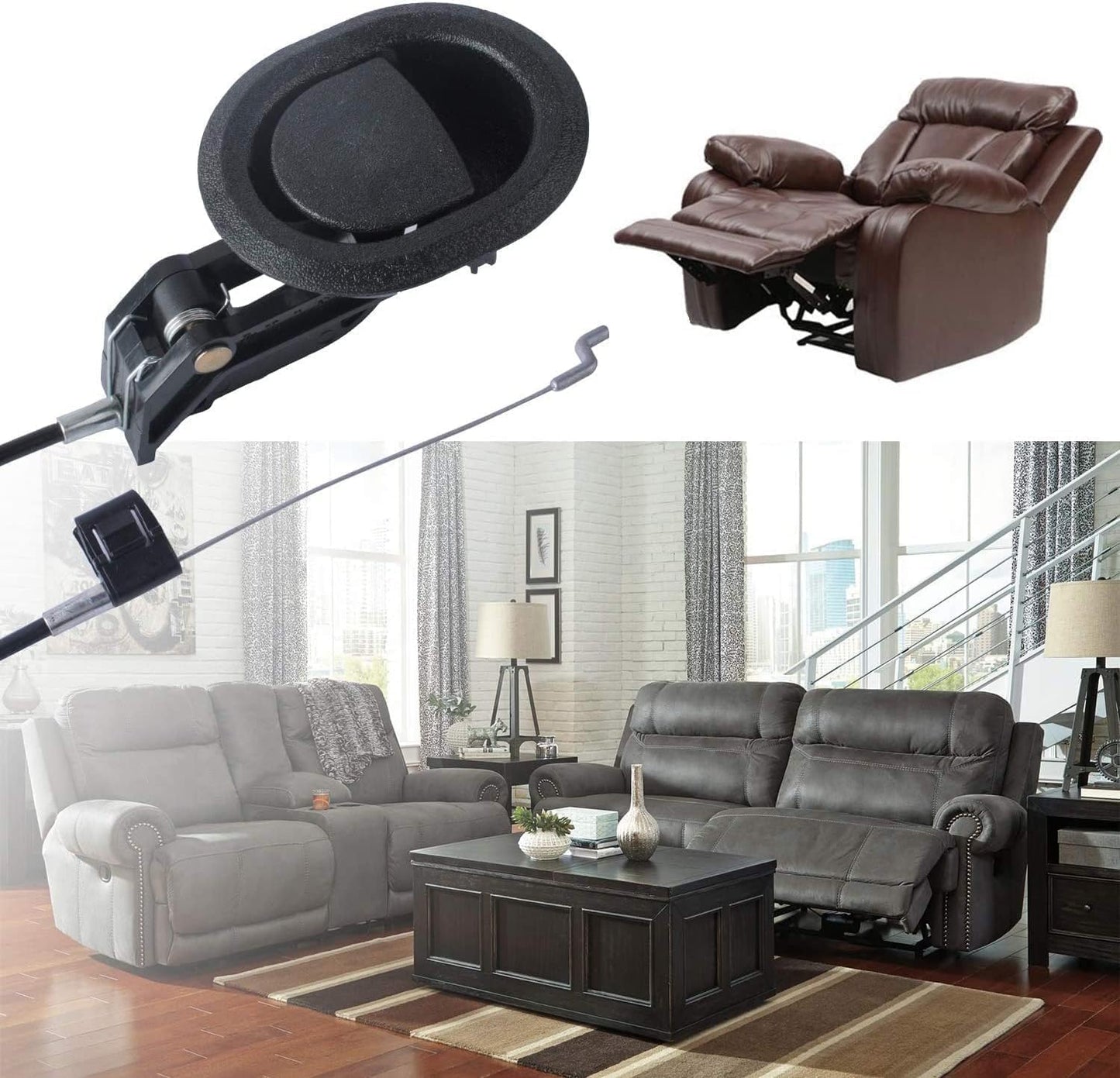 Podoy Recliner Pull Handle Replacement Parts,Universal Recliner Pull Cable Release Compatible with Lazy Boy Ashley and Most Furniture Sofa Chair, Couch Release Handle Size 3" by 3.5"
