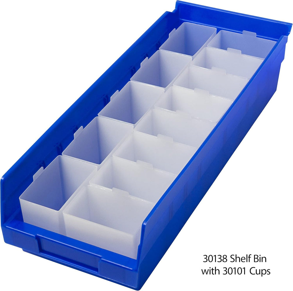 Akro-Mils 30101 Plastic Bin Cups, 2" x 3.25" x 3", White, 48-Pack
