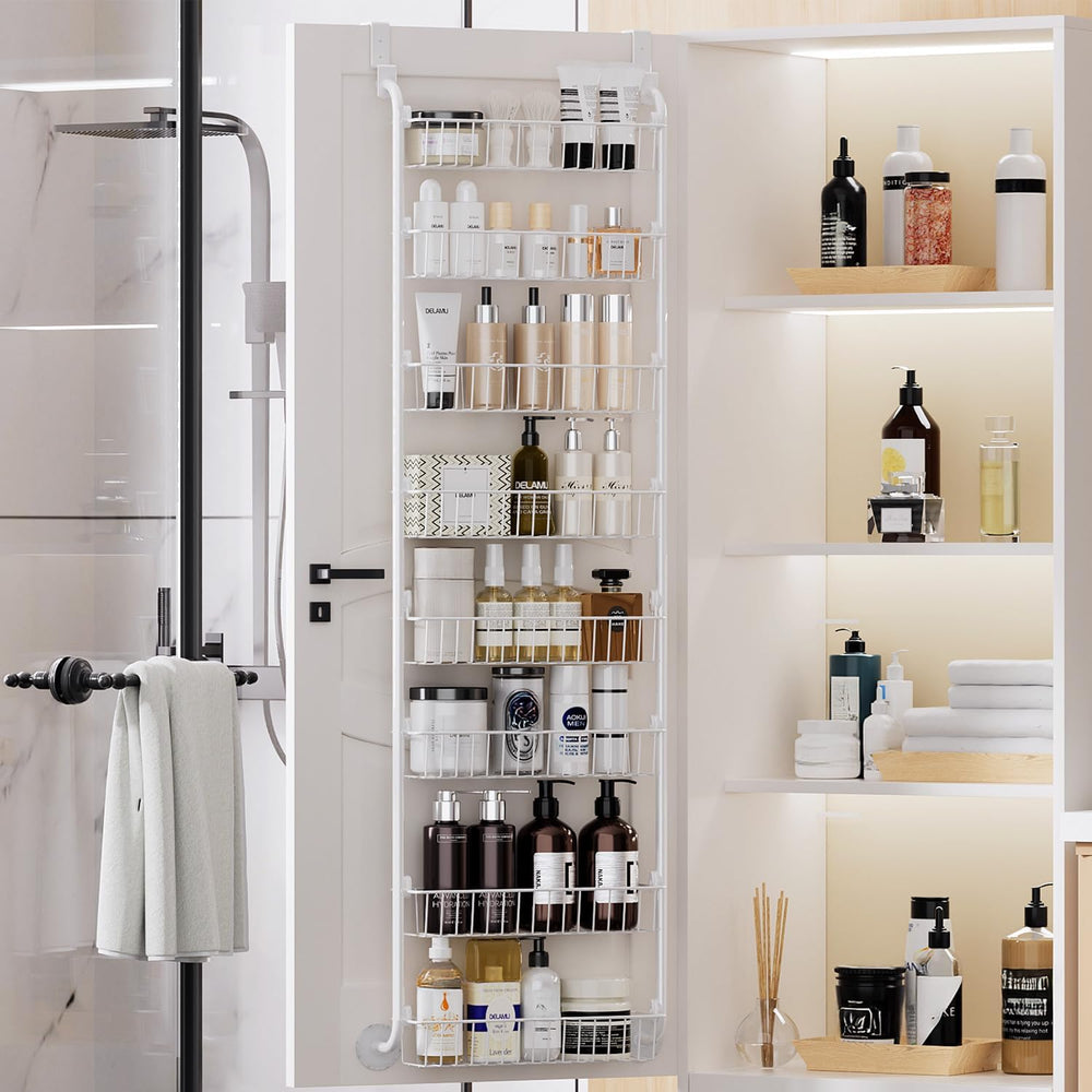 Delamu Over The Door Pantry Organizer, 8-Tier Metal Pantry Door Organization ...