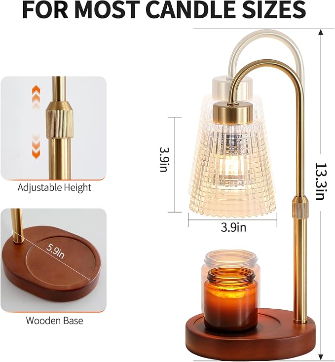 Antique Brass Candle Warmer Lamp WithTimer and Dimmer, Fragrance Electric Wax - Image 3