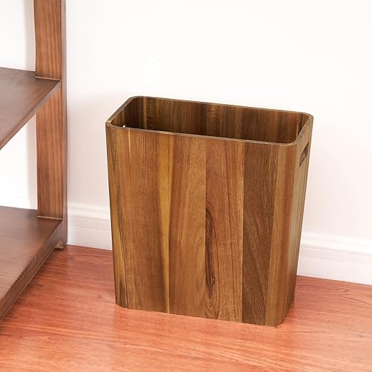 3 Gallons Wooden Wastebaskets, Solid Acacia Wood Waste Basket - Image 3