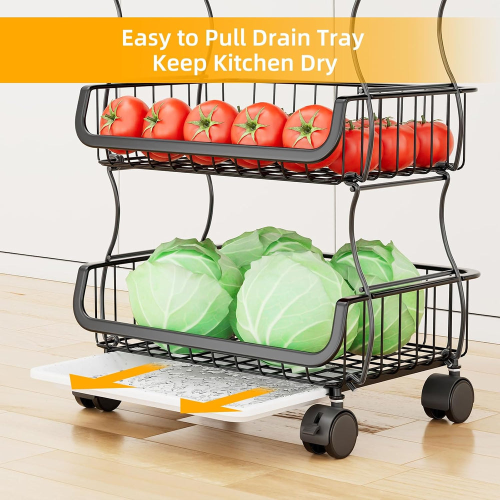 Simple Trending 6 Tier Rolling Cart, Stackable Basket Black