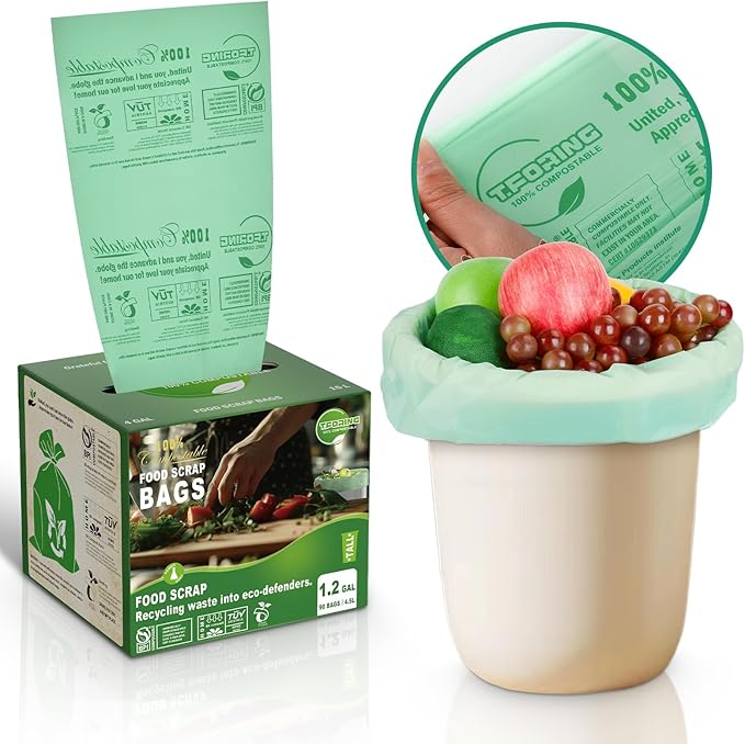 1.2 Gallon Compost Bags, 4.5 Liter, 0.8 Mil, Small Kitchen Food Scrap Waste Bags by TFORING%C2%AE