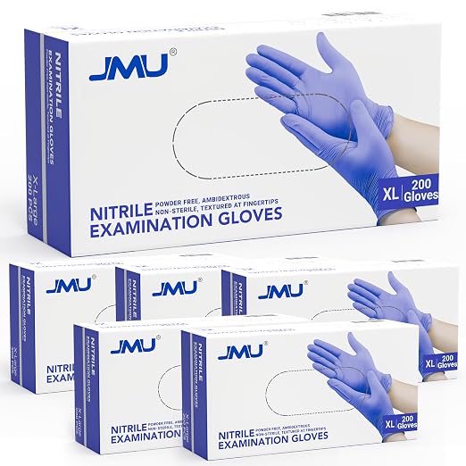 JMU Nitrile Exam Gloves XL Case of 1200, 3.5 Mil, Disposable Gloves Latex Free by JMU