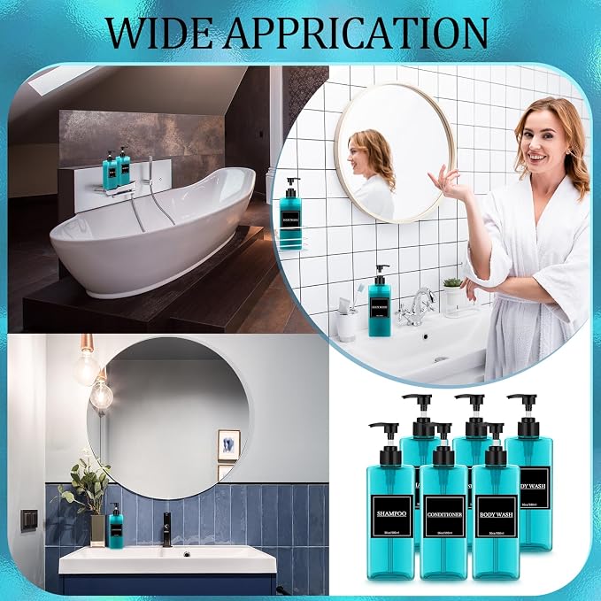 Tanlade 6 Pieces Shampoo and Conditioner Dispenser Bottles 16oz Modern Shower - Image 4
