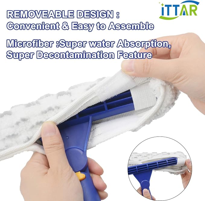 ‌ITTAR Window Squeegee Cleaner Kit, 5Ft Extendable Stainless Steel Pole - Image 5