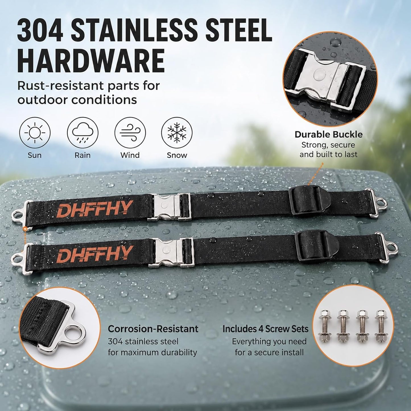 2PCS Heavy-Duty Bear Proof Trash Can Locks - Animal-Proof Lid Straps with Secure Buckle for 28-96 Gallon Outdoor Bins, Anti-Raccoon & Wildlife