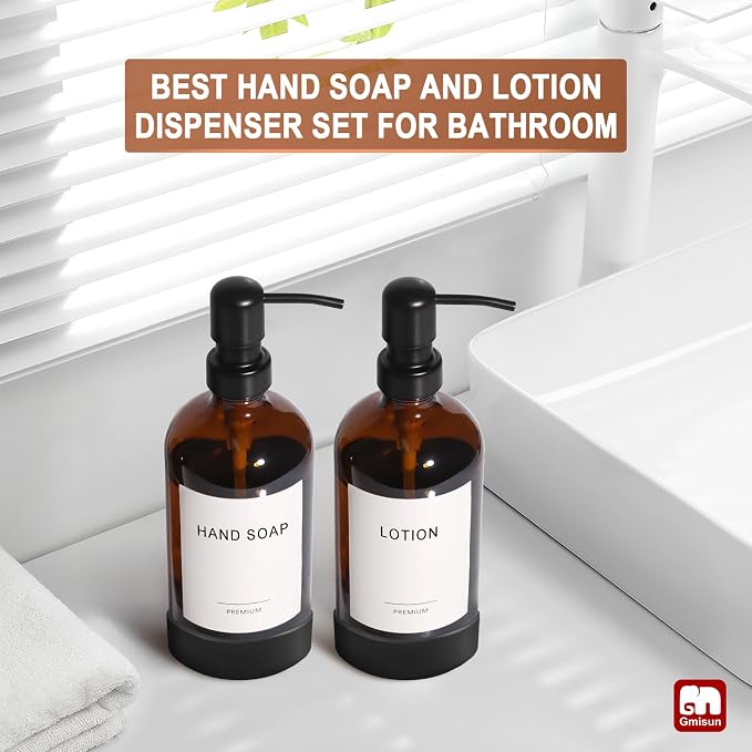 GMISUN Amber Glass Soap Dispenser - Image 5